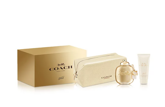 COACH NEW YORK GOLD L 3.0EDP/3.4BL/COSMETIC BAG
